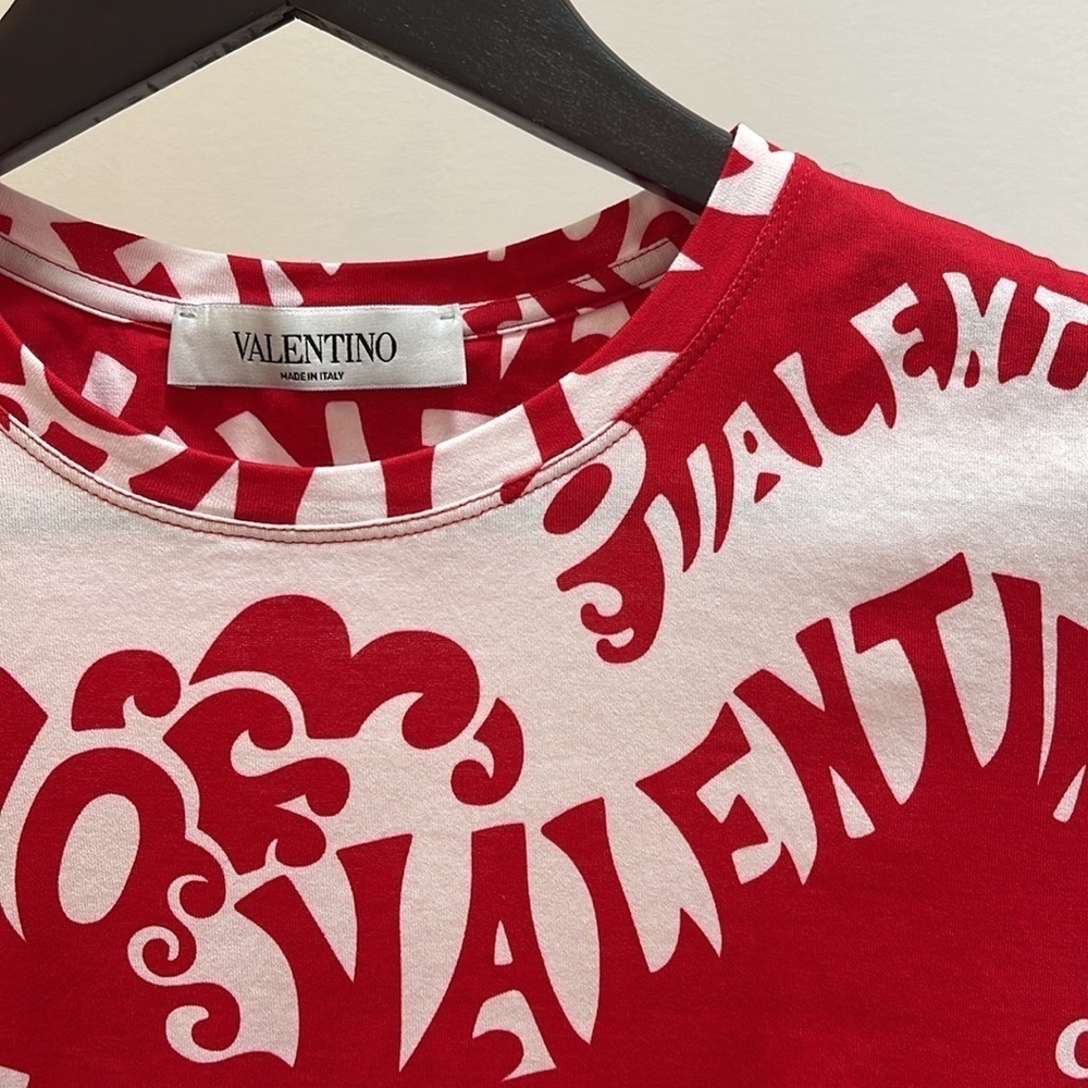 VALENTINO red and white 100% cotton t-shirt XS - Picture 2 of 5